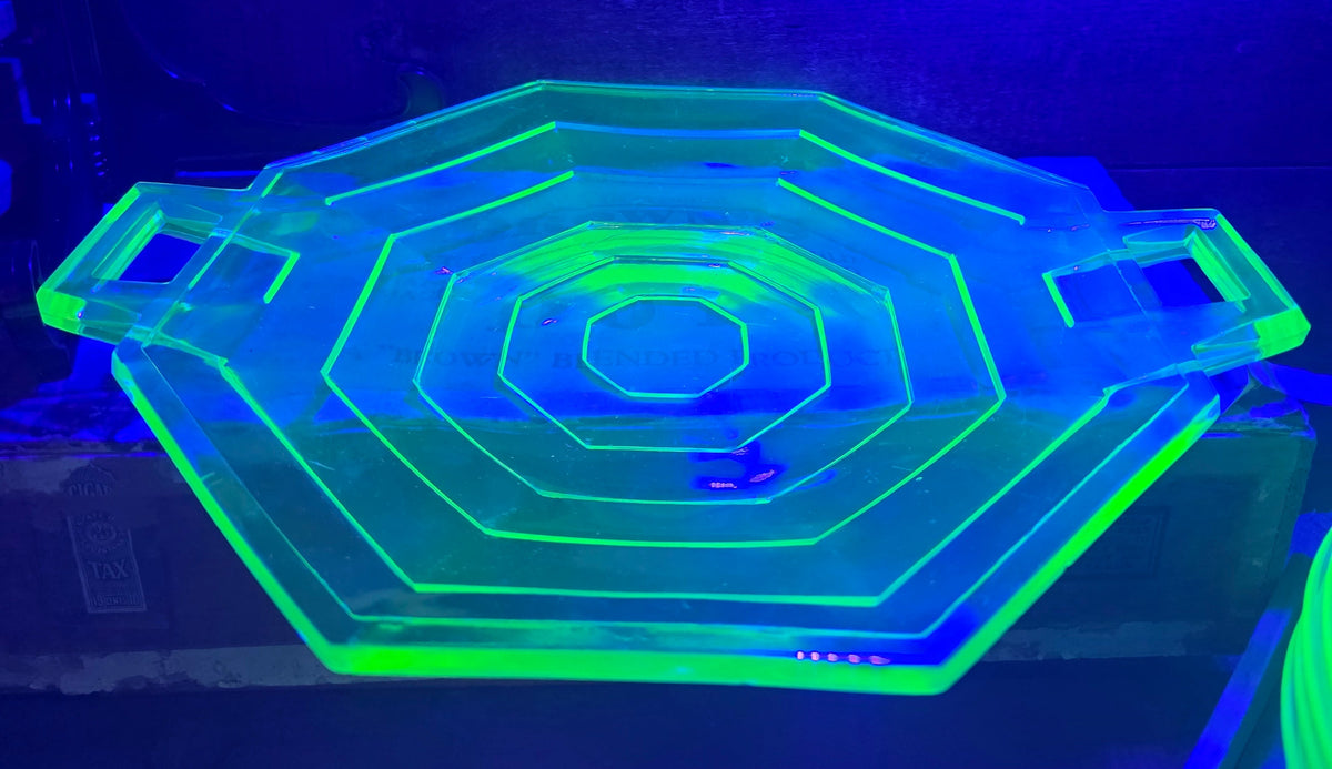 Vtg. Uranium Glass Platter