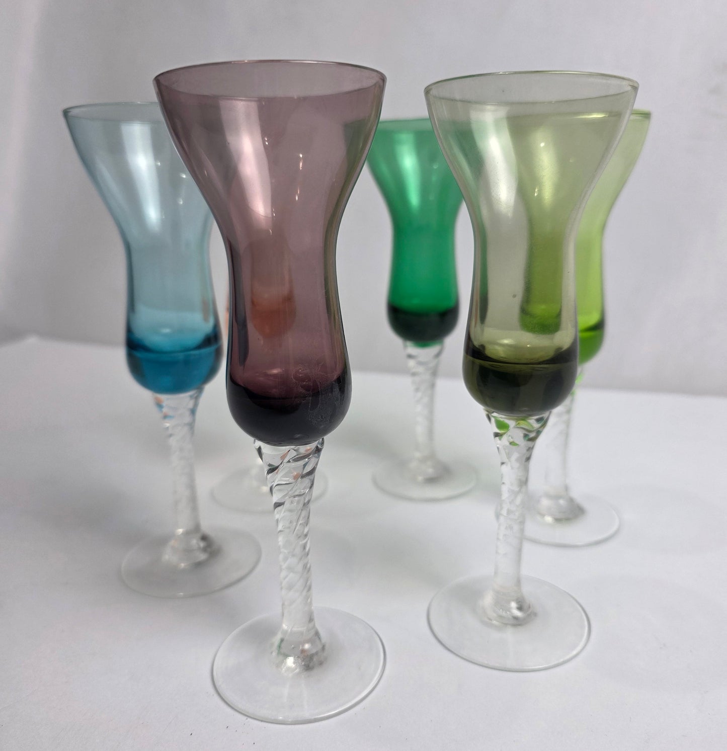 Vtg. MCM Colorful Cordial Glasses Set (6)