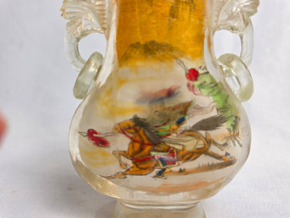 Vintage Chinese Reverse Painted Rock Crystal Snuff Bottle Set