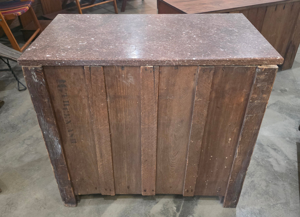 Vtg. Marble Top 2 Drawer & Cabinet
