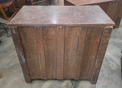 Vtg. Marble Top 2 Drawer & Cabinet