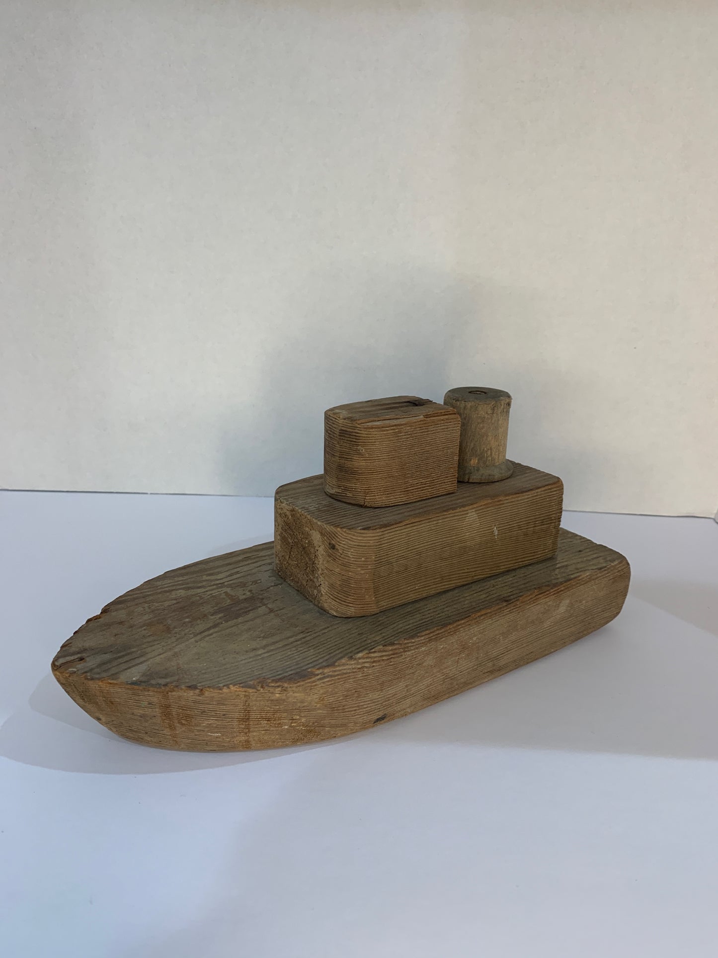 Primitive Wooden Toy Tugboat