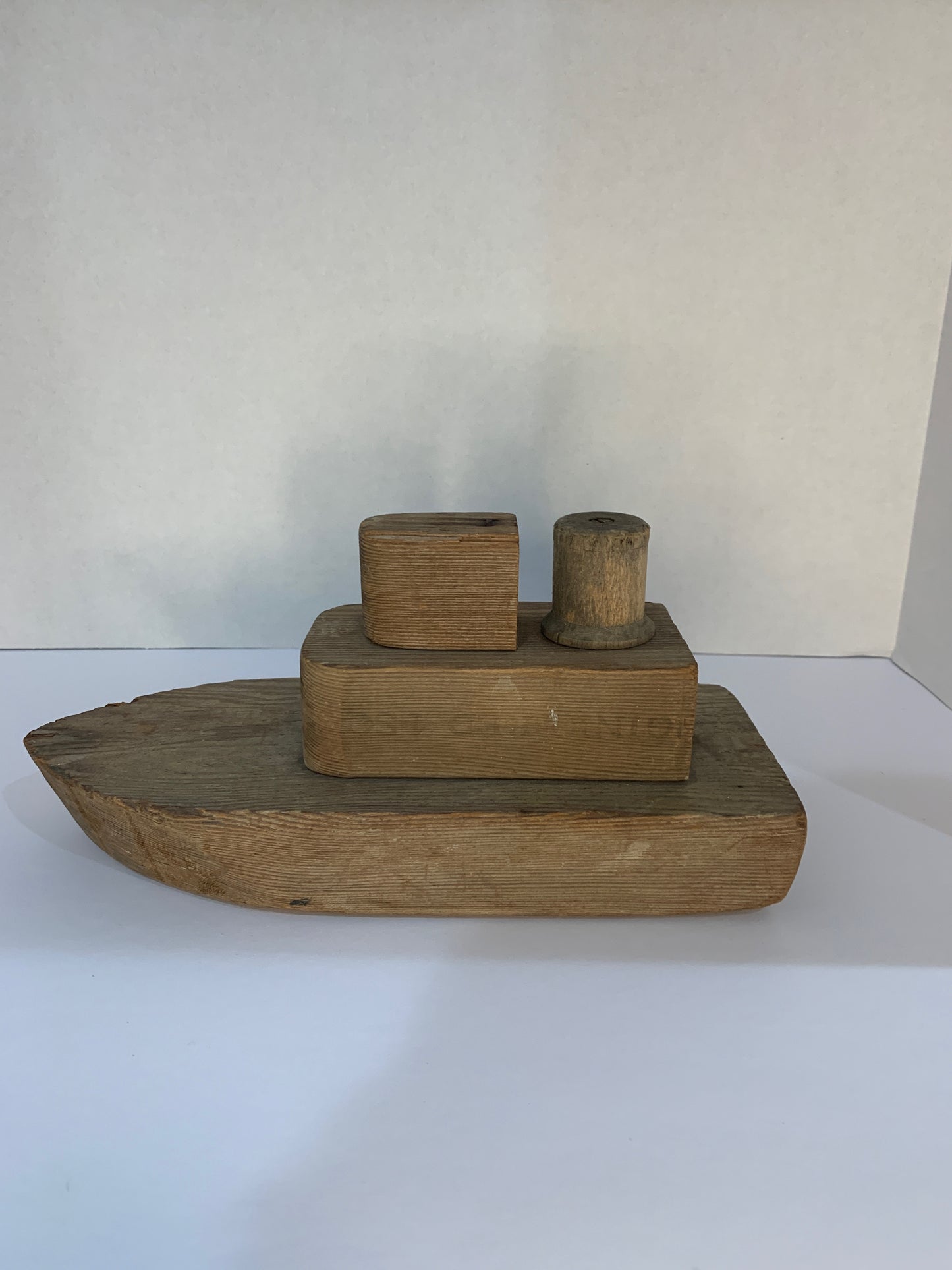 Primitive Wooden Toy Tugboat