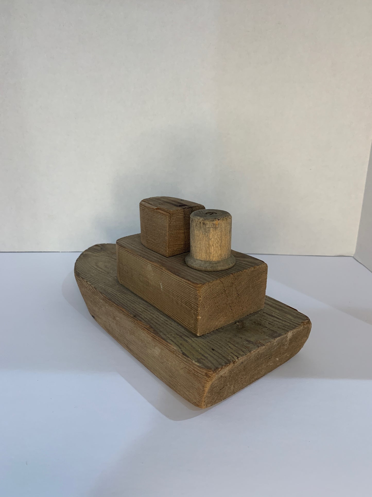 Primitive Wooden Toy Tugboat