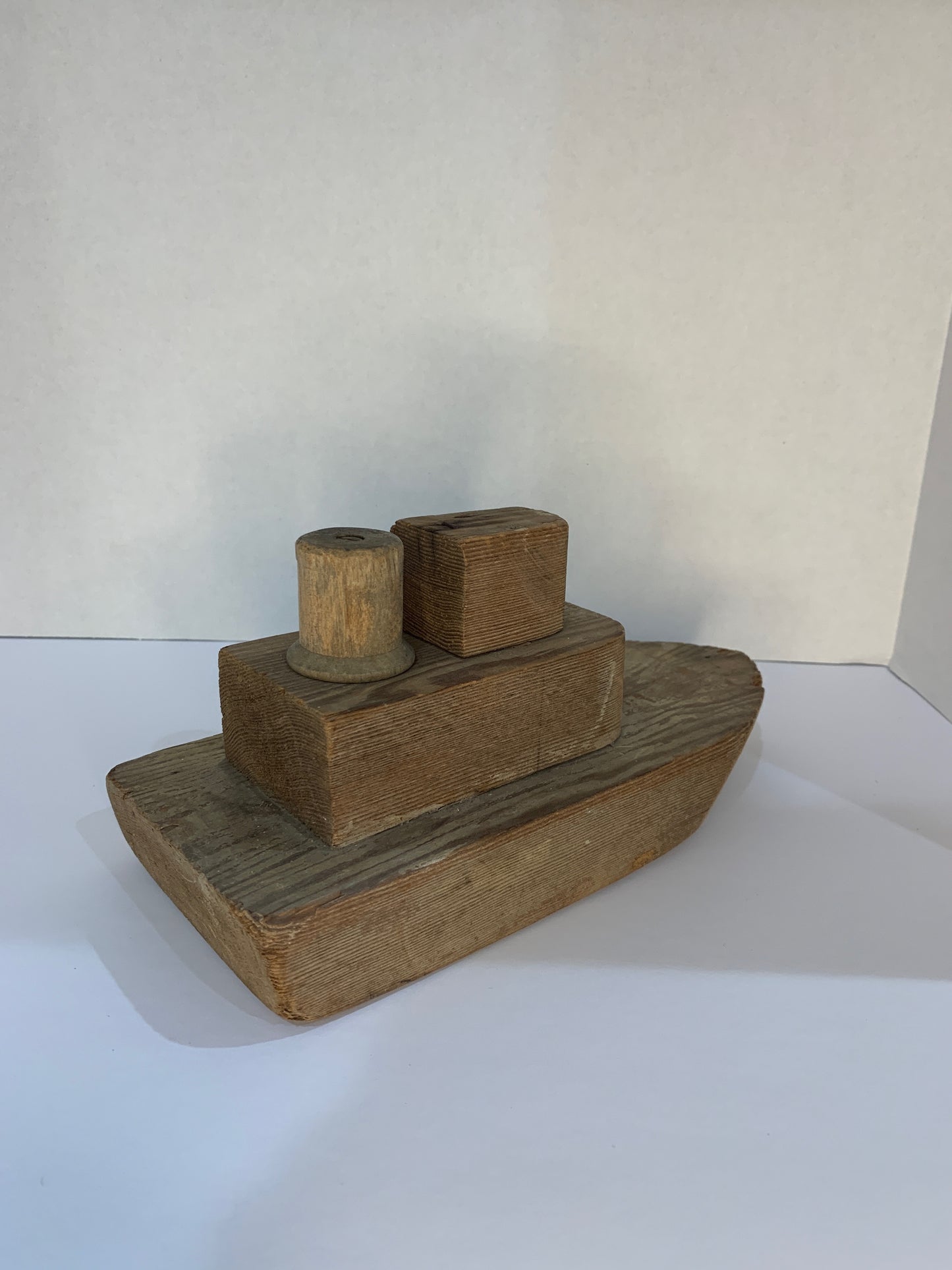 Primitive Wooden Toy Tugboat