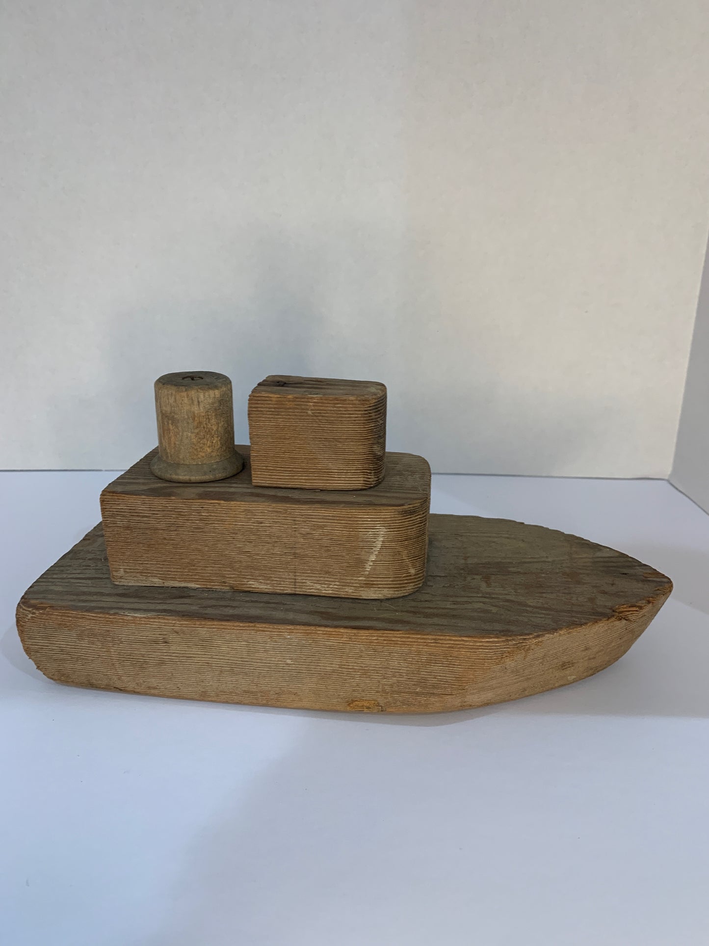 Primitive Wooden Toy Tugboat