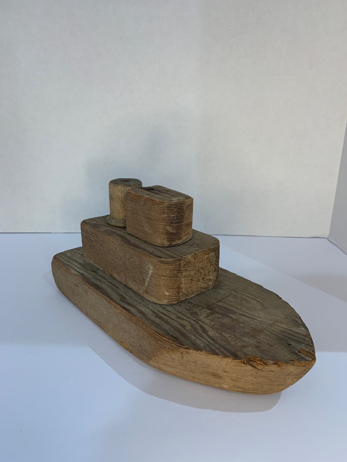 Primitive Wooden Toy Tugboat